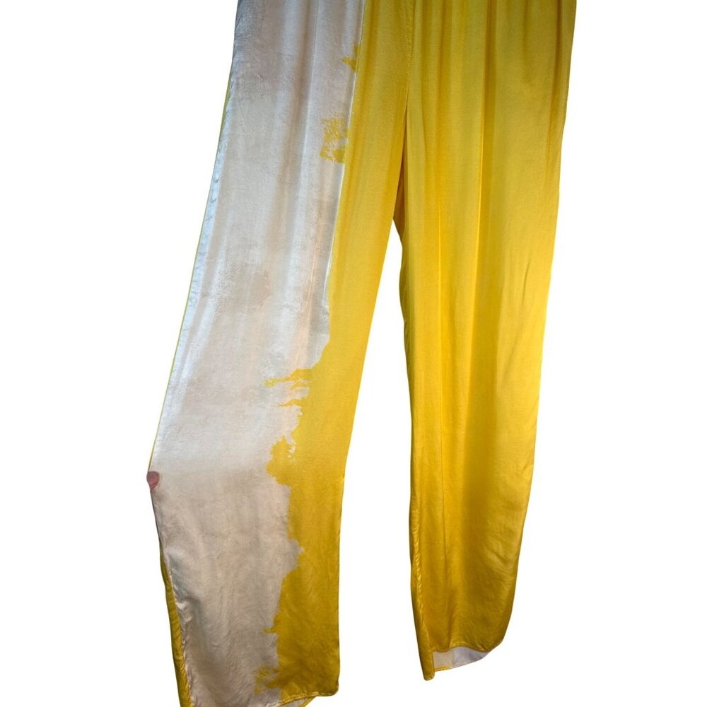 ZARA Womens Yellow & White Ombre Gauchos Pants